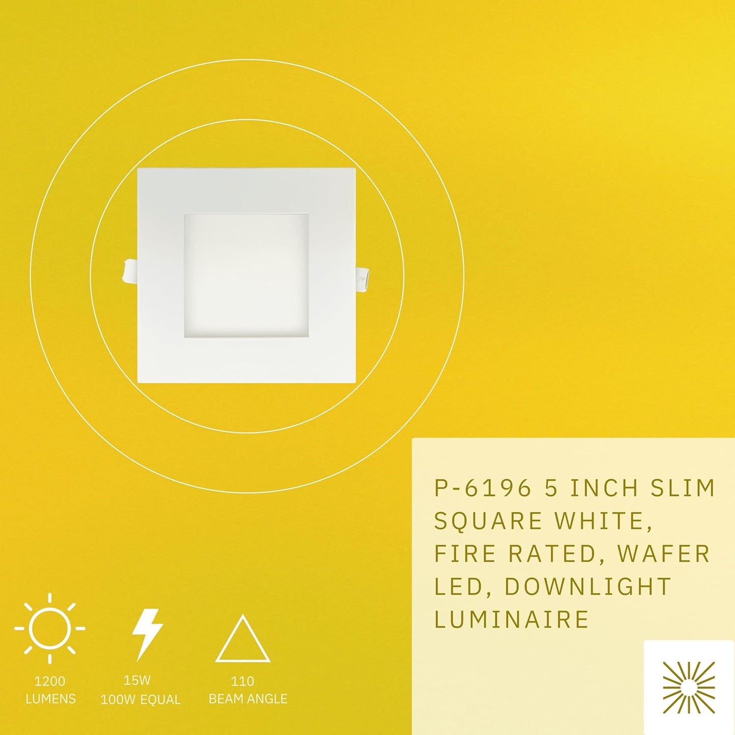 P-6196 5 Inch Square White 15W 1200 Lumens 5CCT Slim Light
