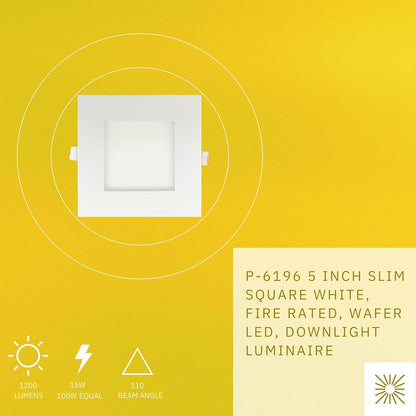 P-6196 5 Inch Square White 15W 1200 Lumens 5CCT Slim Light