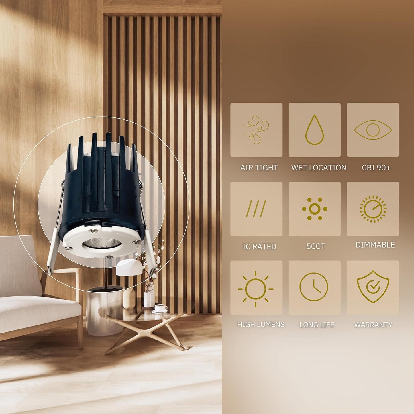 P-6339 1.5 Inch Round Bronze Smooth 7W 600 Lumens 5CCT Recessed Light