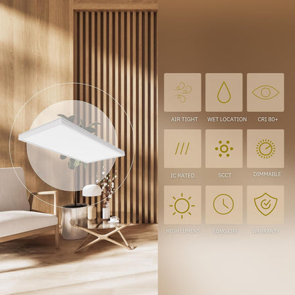 P-6627 1x2 LED Surface Mount Panel Light, 18 Watts, 2100 Lumens 5CCT