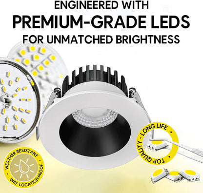 P-7525 3 inch Round Two-Tone, 8W, 800 Lumens, 5CCT Recessed Light