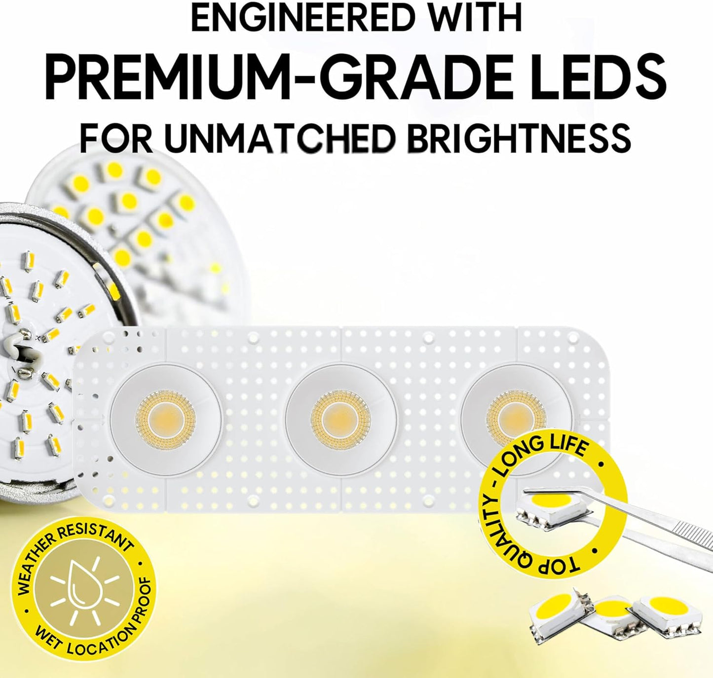 P-7432 3 inch Trimless 3 Head Round White HO, 72W, 6300 Lumens, Non-IC, 5CCT Recessed Light