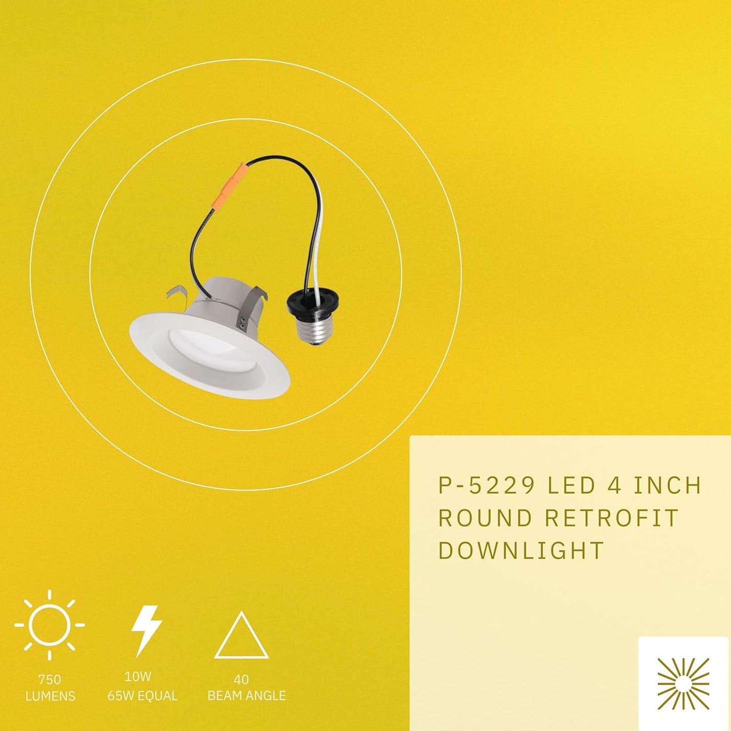 P-5229 4 Inch Round White 10W 750 Lumens Soft White 2700k Retrofit Light