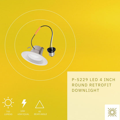 P-5229 4 Inch Round White 10W 750 Lumens Soft White 2700k Retrofit Light