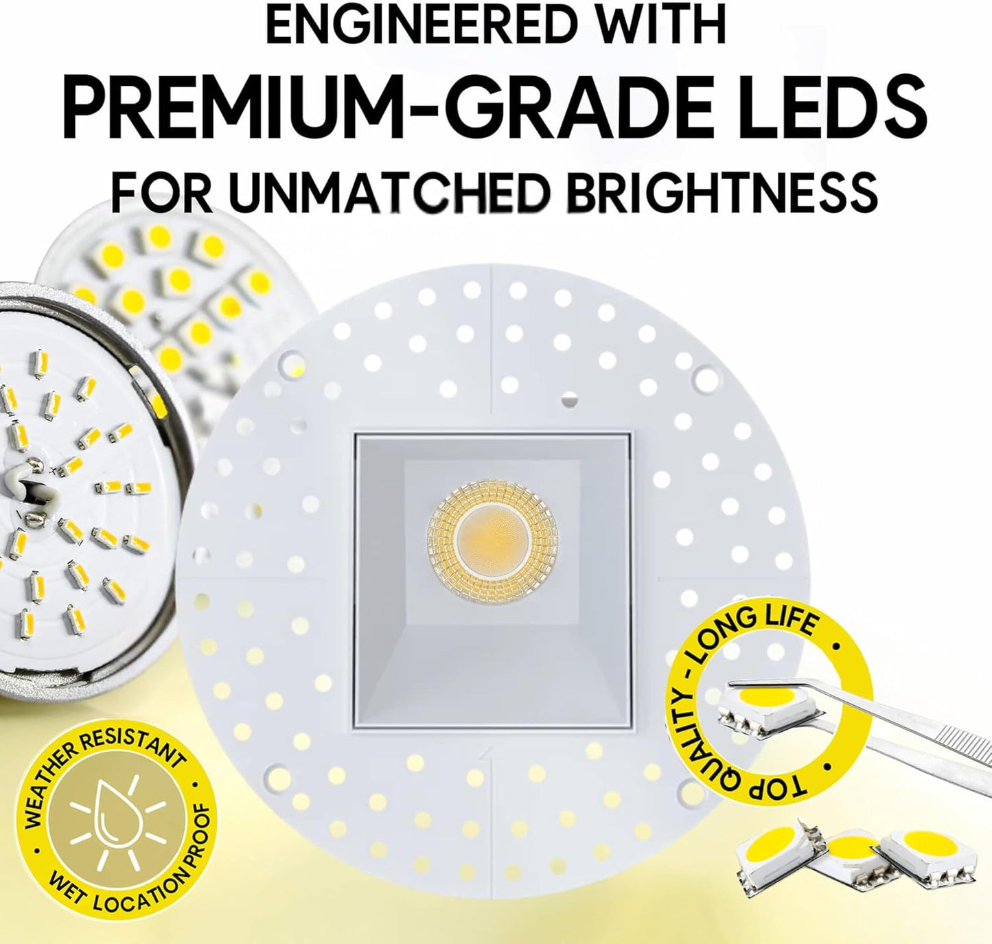 P-7504 3 inch Trimless Square Wall-Wash White HO, 15/20W, 1400/2100 Lumens, 5CCT Recessed Light