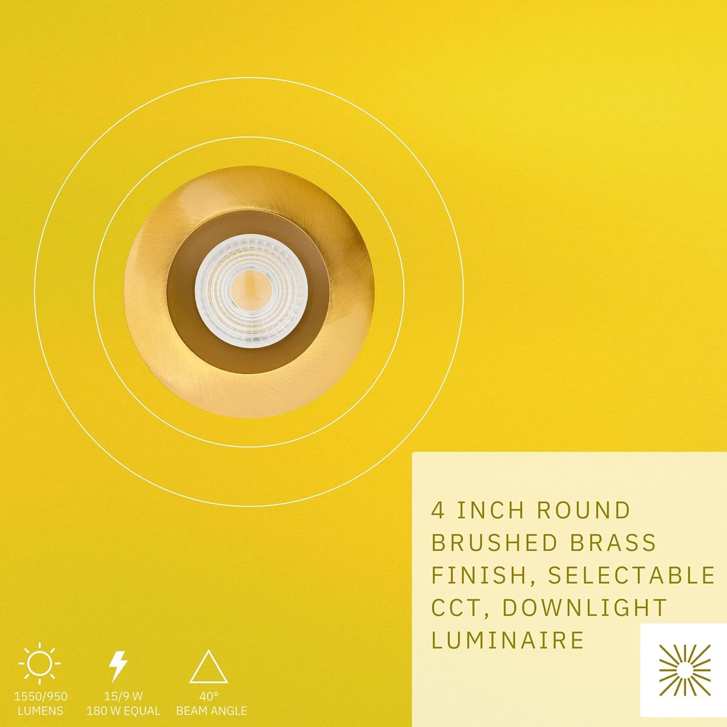 P-6450 4 Inch Round, Brushed Brass Finish 15 Watts, 1550 Lumens 5CCT Recessed Light