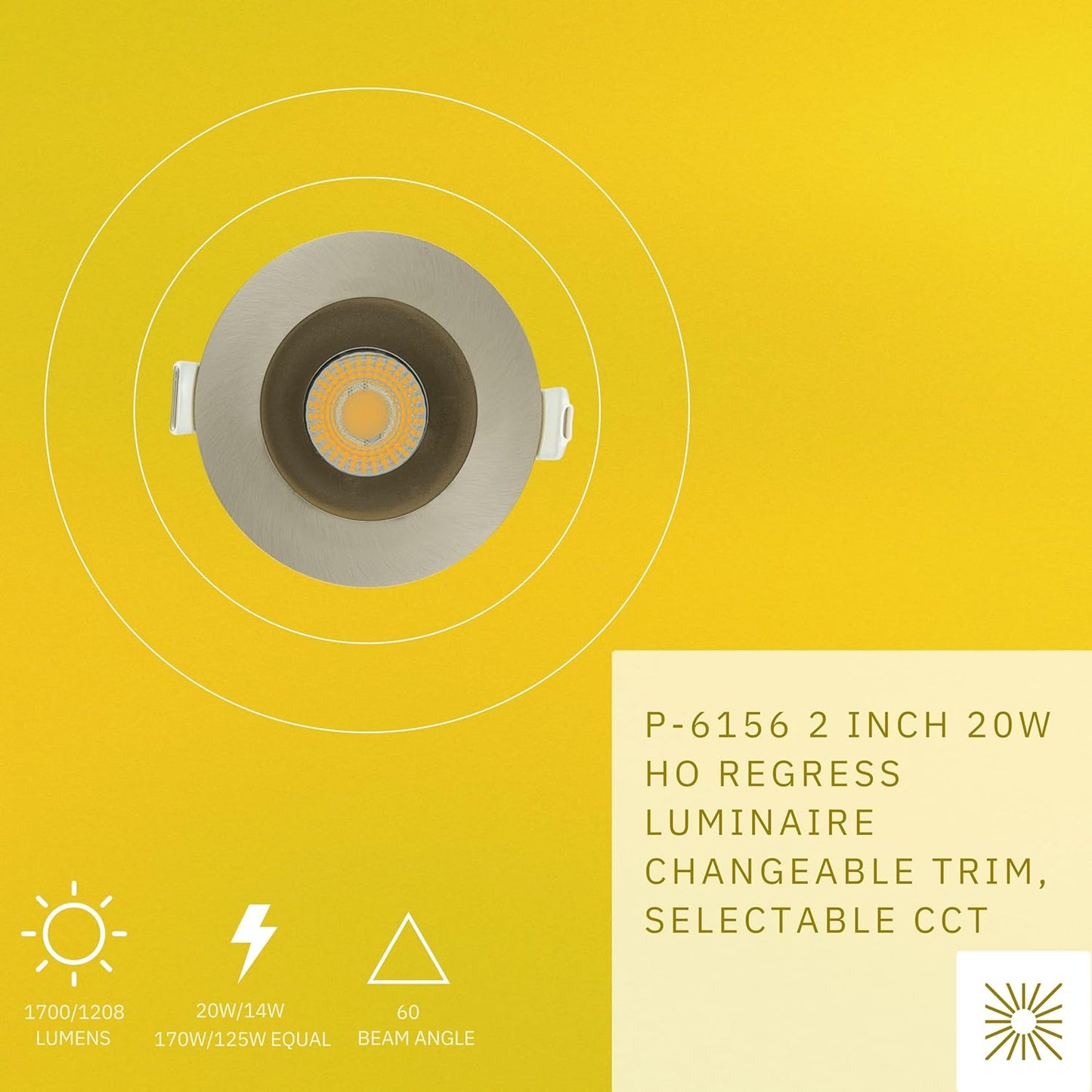 P-6156 2 Inch Brushed Nickel Round 20W 1700/1200 Lumens 5CCT Recessed Light
