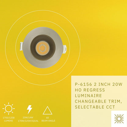 P-6156 2 Inch Brushed Nickel Round 20W 1700/1200 Lumens 5CCT Recessed Light