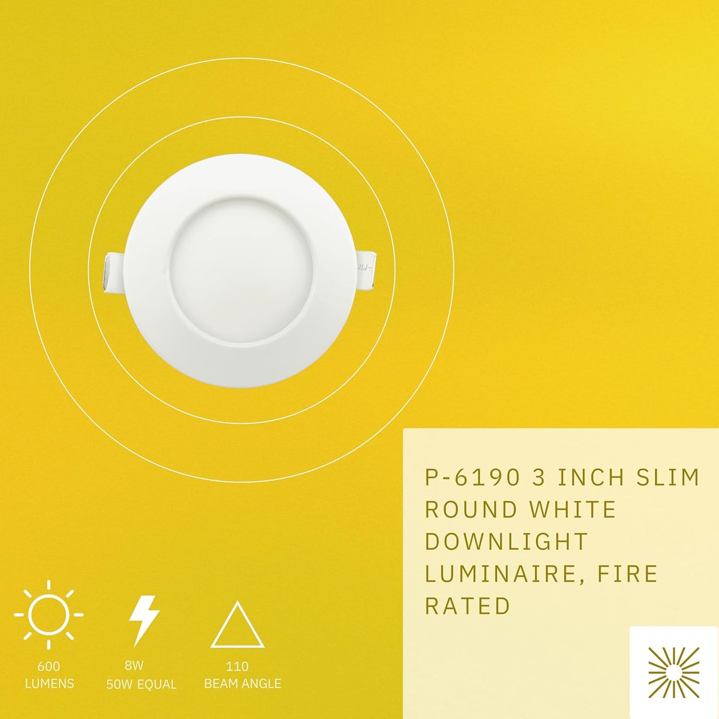 P-6190 3 Inch Round White 8W 600 Lumens 5CCT Slim Light