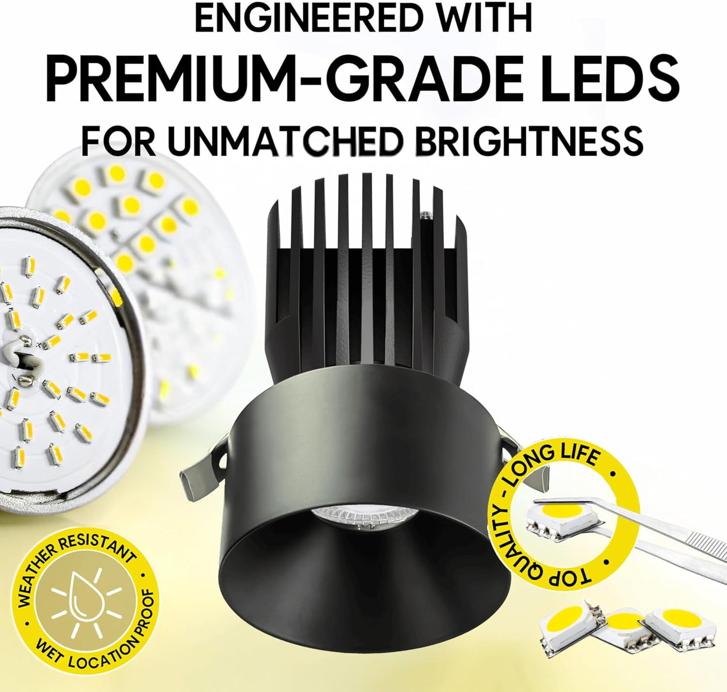 P-6943 3 inch Round Black Drop Trim HO Downlight Luminaire 24W=200W, 2100 Lumens, 5CCT