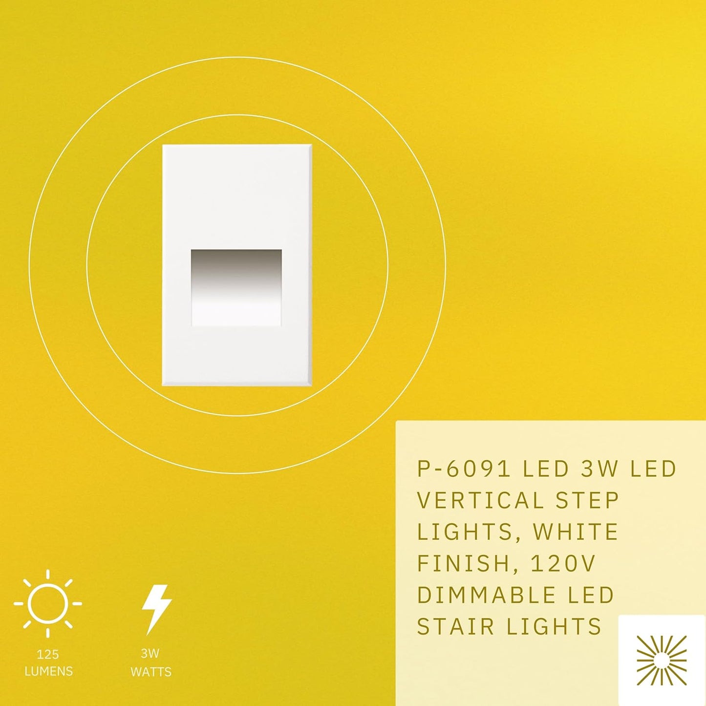 P-6091 White 3W 125 Lumens 5CCT Vertical Step Lights