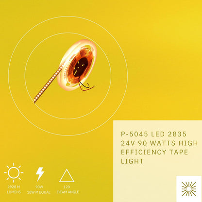 P-5045 2835 LED 90W 2928M Lumens Warm White 3000k Tape Light