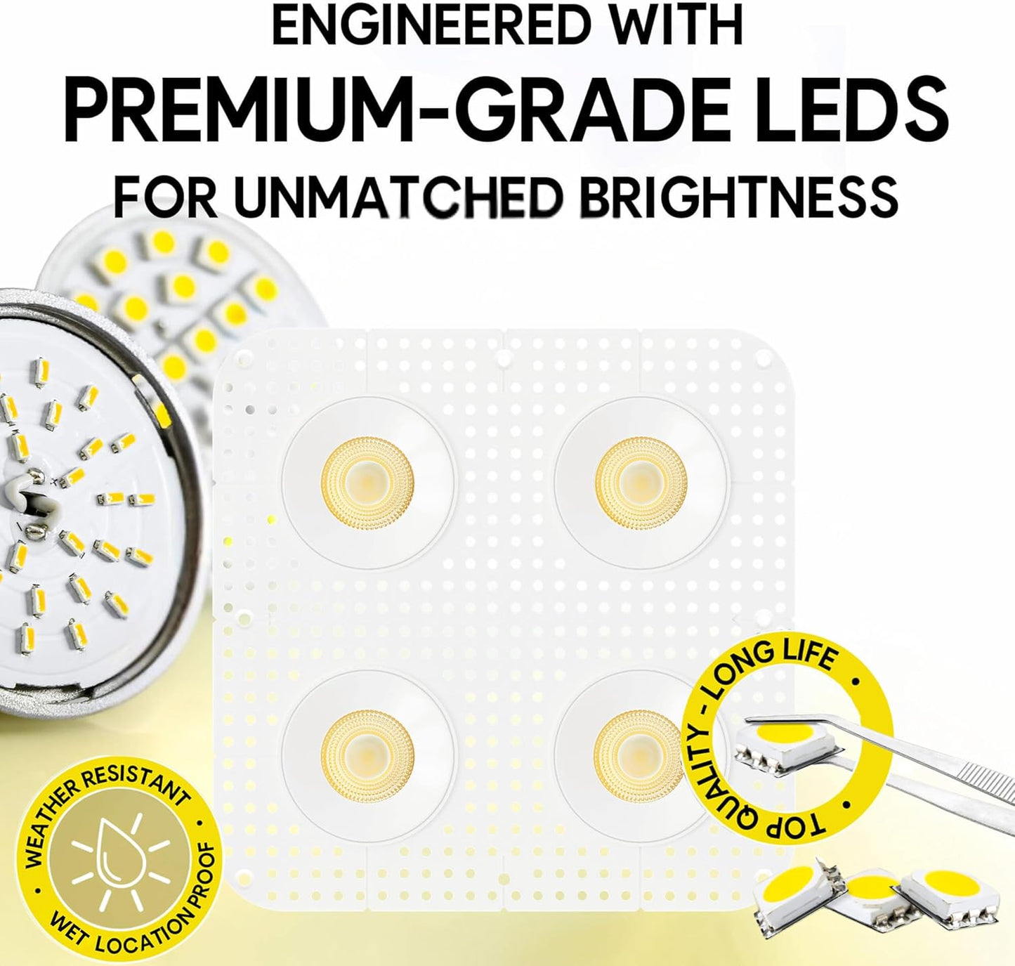 P-7443 3.5 inch Trimless Quadruple Head Round White, 36/60, 3600/5600 Lumens, 5CCT Recessed Light