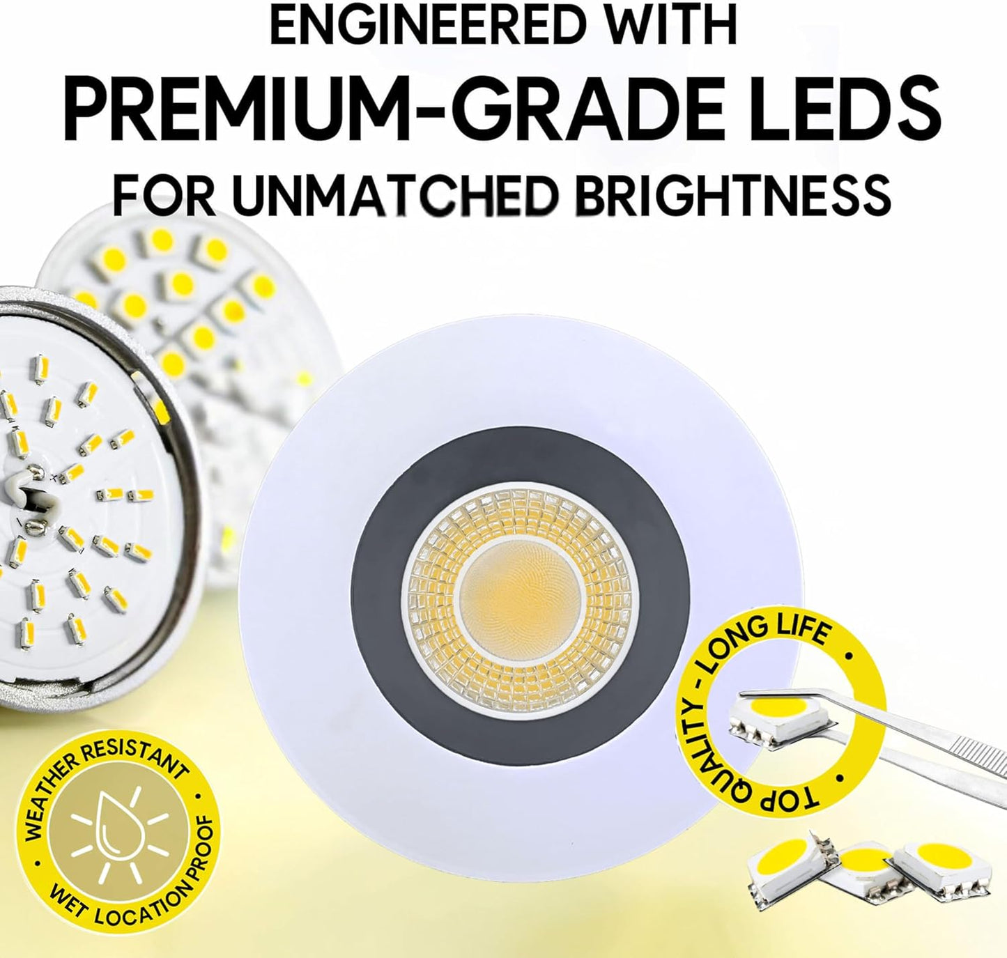 P-6972 4 inch Retrofit Round Downlight Luminaire, Two-Tone Finish, 10W=100W, 1000 Lumens, 5CCT