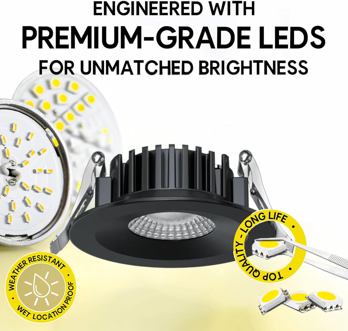 P-7545 3 inch Round Black Ultra-Shallow Trim, 8W, 800 Lumens, 5CCT Recessed Light