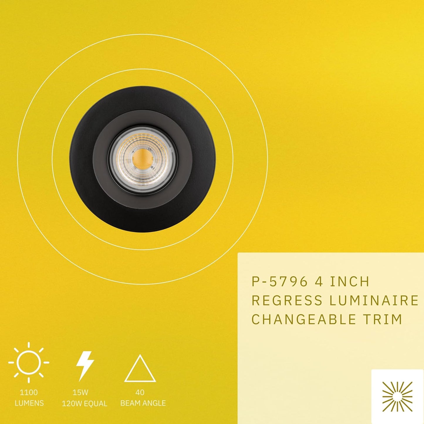 P-5796 4 Inch Round Black Smooth 15W 1100 Lumens Cool White 41k Recessed Light