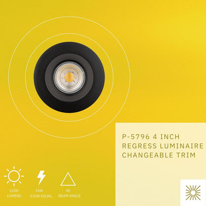 P-5796 4 Inch Round Black Smooth 15W 1100 Lumens Cool White 41k Recessed Light