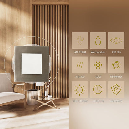 P-5159 6 Inch Square Brushed Nickel 18W 1400 Lumens 5CCT Slim Ultra-Thin light