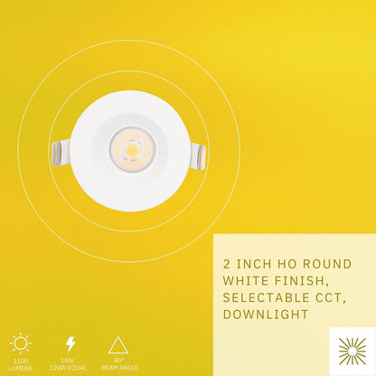 P-6345 2 Inch Round White Wide Beam 14W 1100 Lumens 5CCT Recessed Light