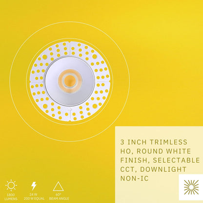 P-6357 3 Inch Trimless Round White 24W 1800 Lumens 5CCT Recessed Light