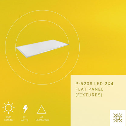 P-5208 2X4 White 72W 9500 Lumens Super White 5k Flat Panel Light