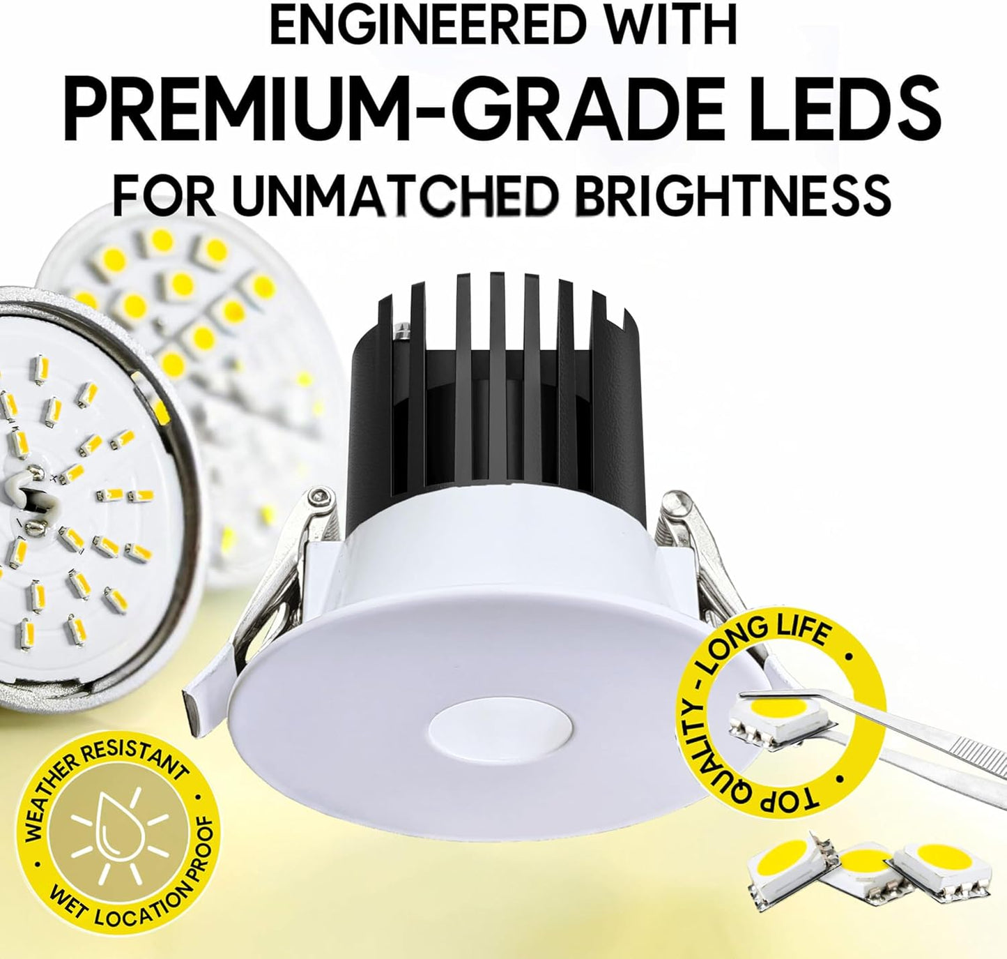 P-6948 3 inch Round White Pinhole Trim Downlight Luminaire 9W=75W, 850 Lumens, 5CCT
