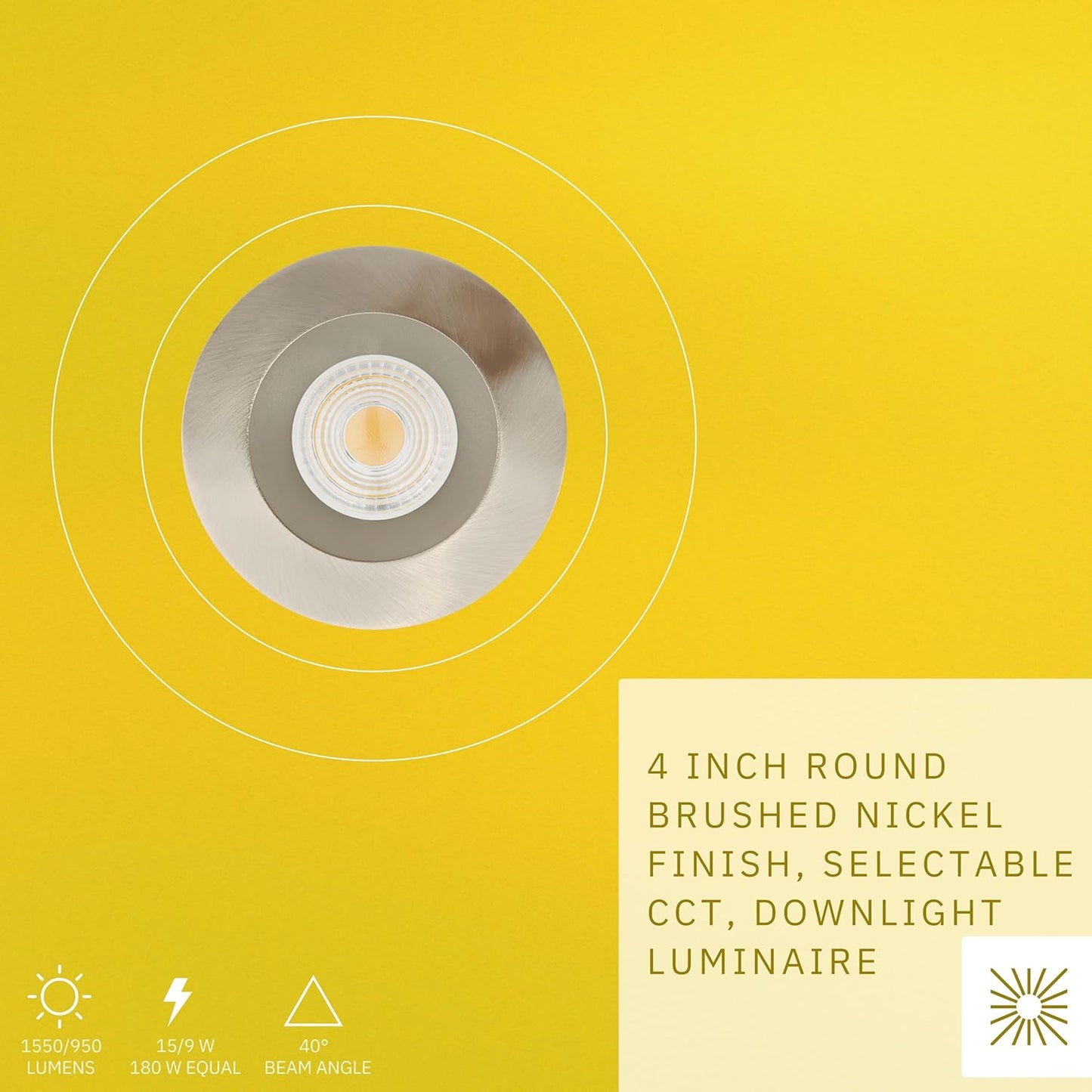 P-6449 4 Inch Round, Brushed Nickel Finish 15 Watts, 1550 Lumens 5CCT Recessed Light