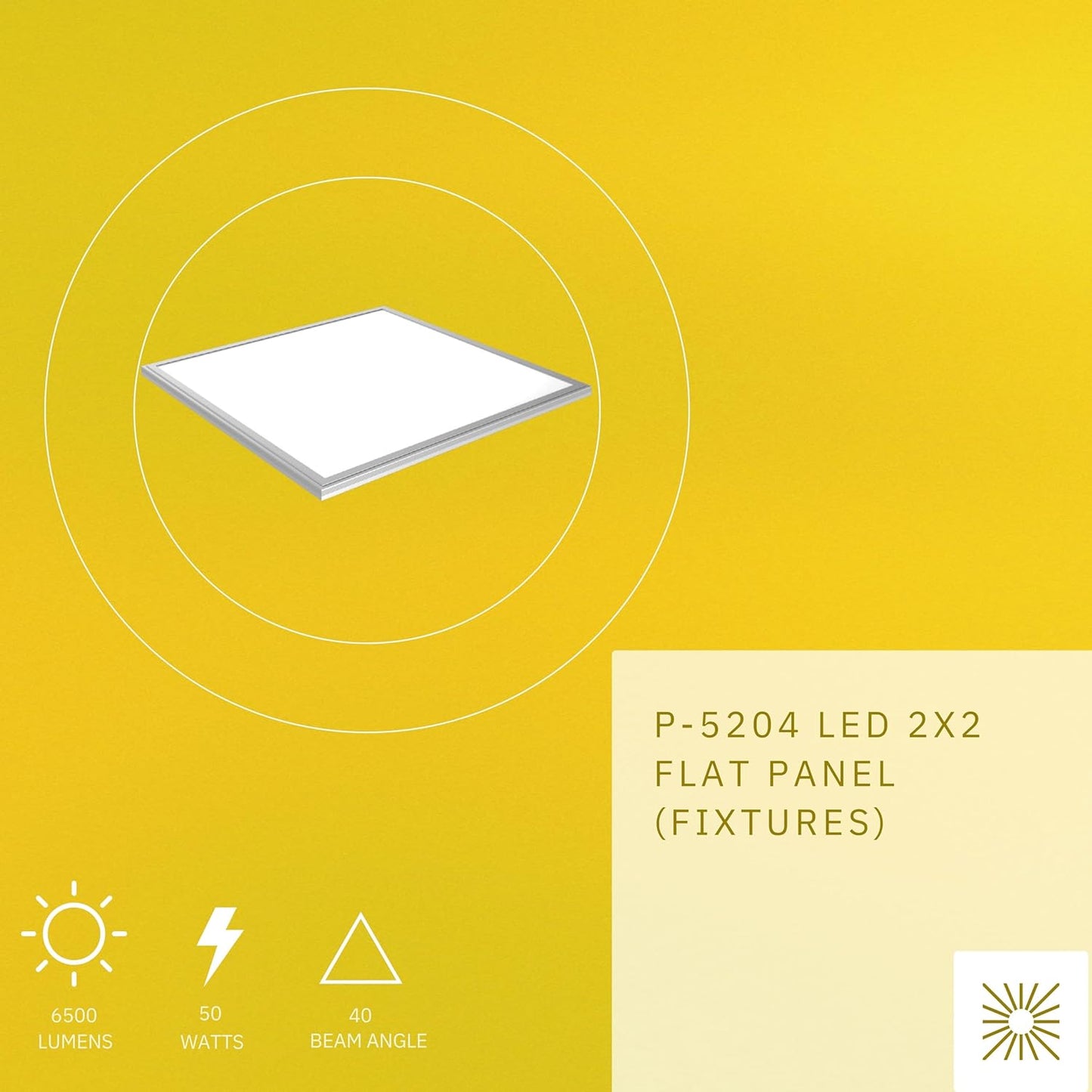 P-5204 2x2 White 50W 6500 Lumens Daylight 6500k Flat Panel Light