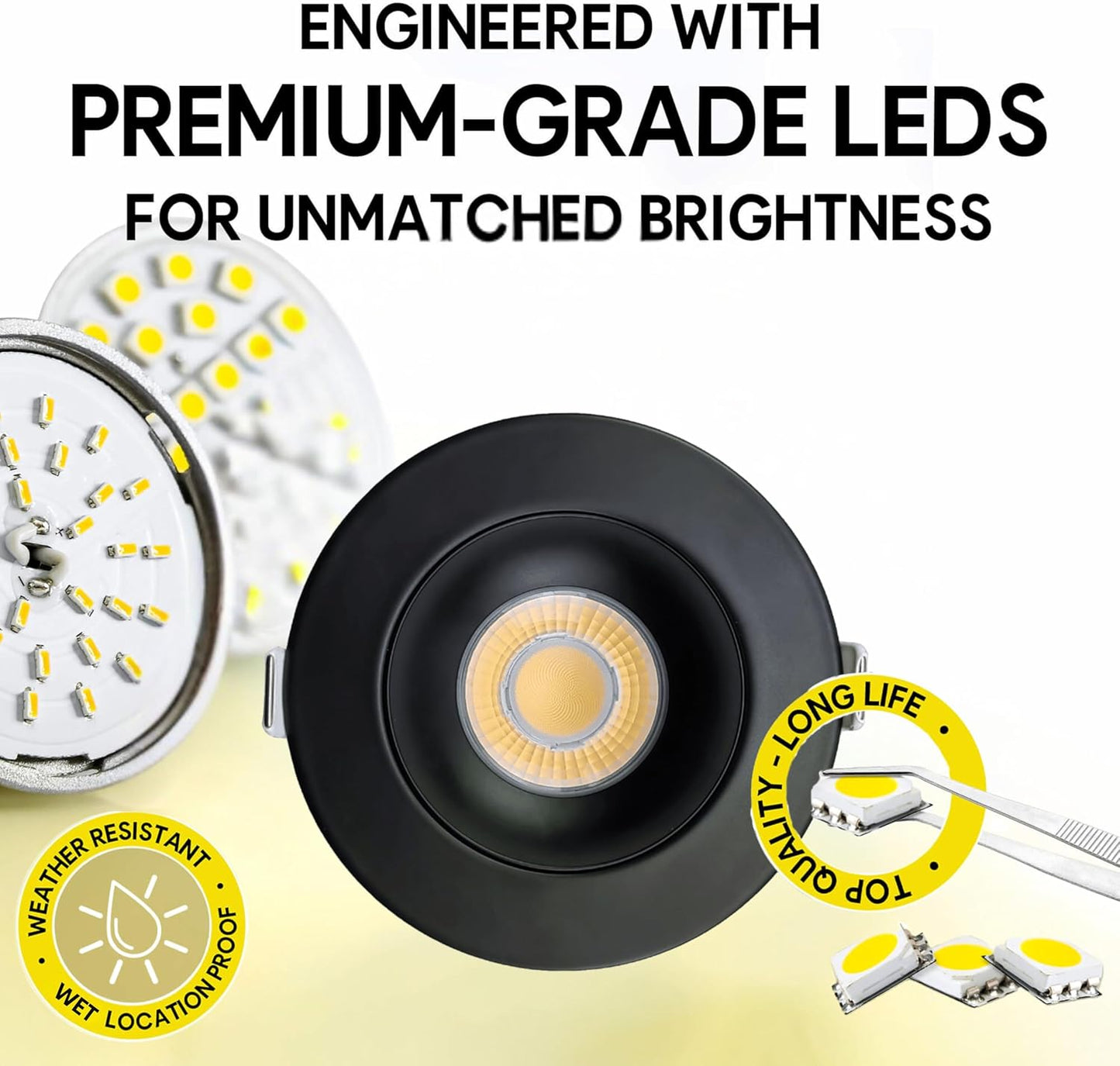 P-7094 3 Inch Gimbal Round Black 24W, 2100 Lumens 5CCT Recessed Light Non-IC