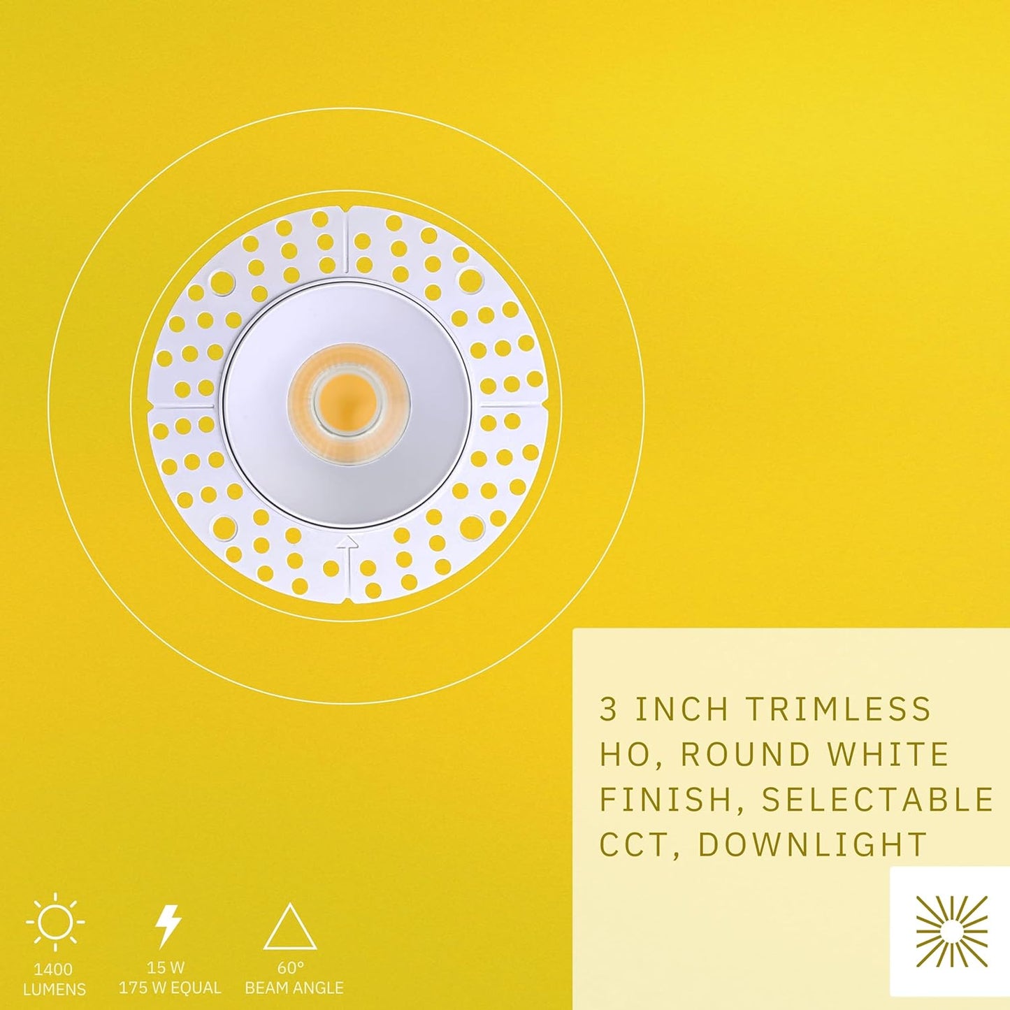 P-6356 3 Inch Trimless Round White 15W 1400 Lumens 5CCT Recessed Light