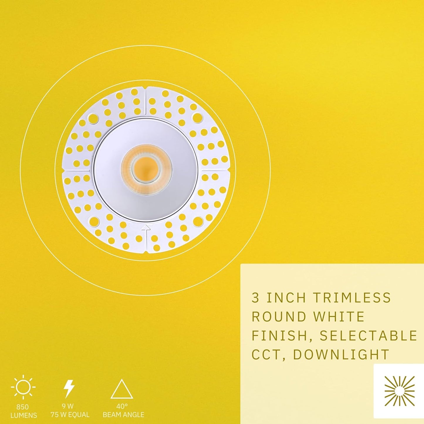 P-6355 3 Inch Trimless Round White 9W 850 Lumens 5CCT Recessed Light