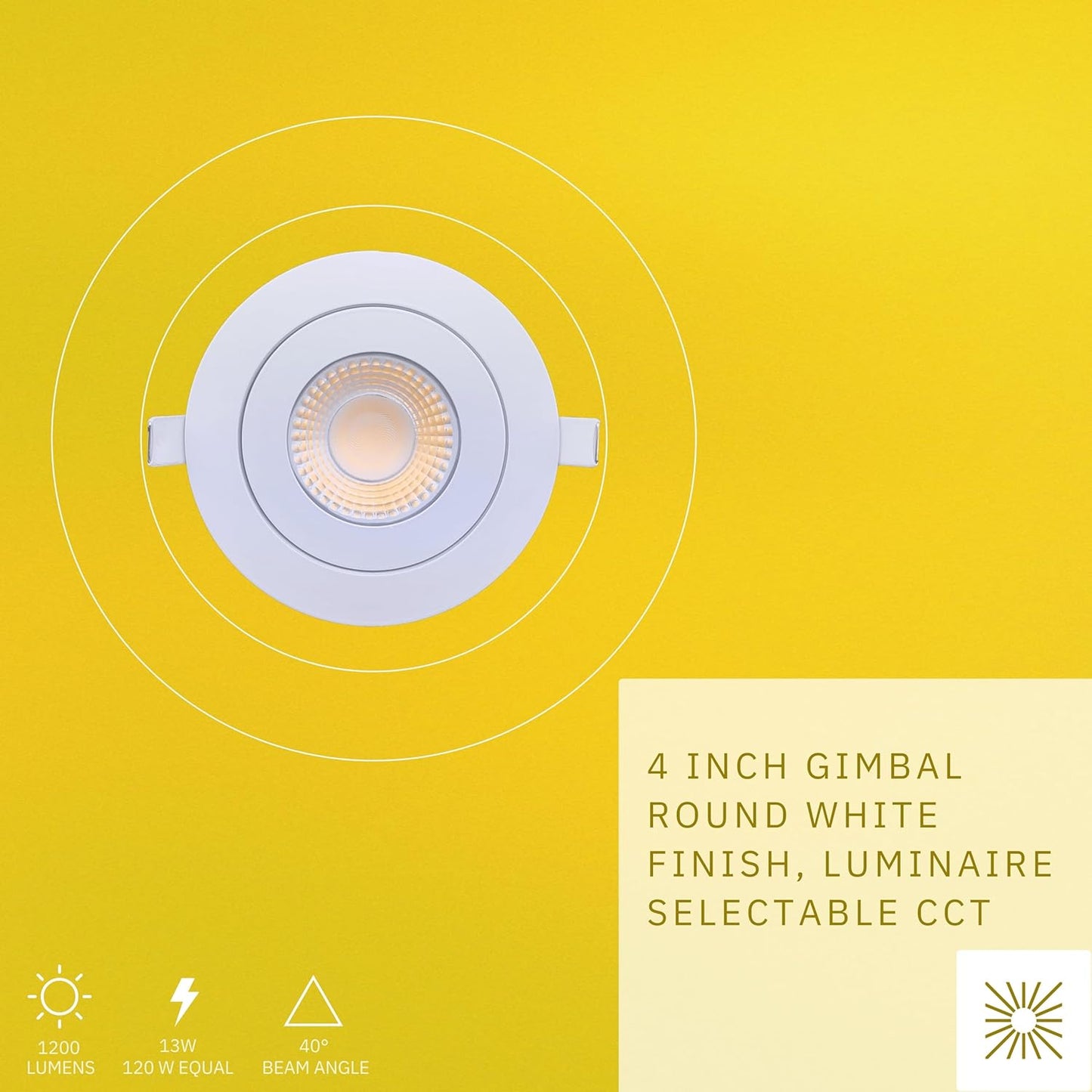 P-6527 4 Inch Gimbal Round, White Finish 13 Watts, 1200 Lumens 5CCT Recessed Light