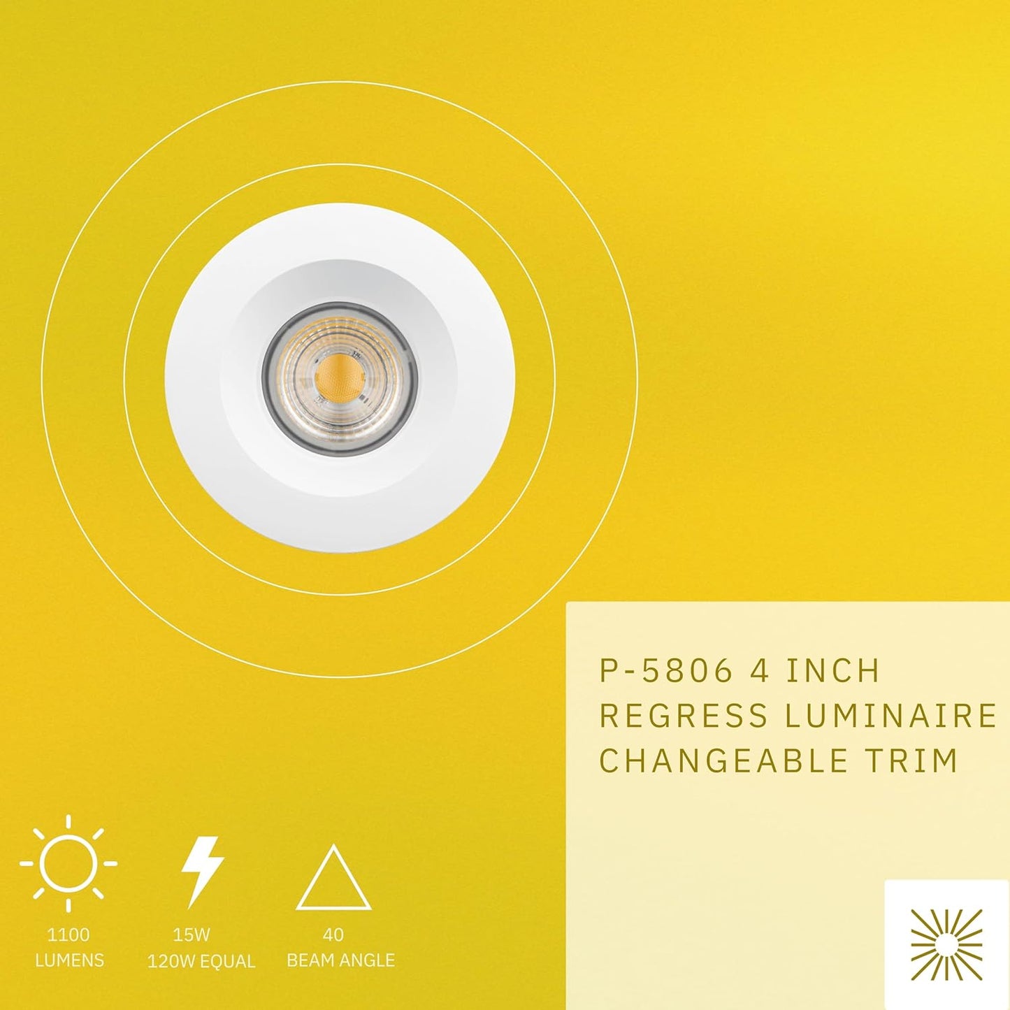 P-5806 4 Inch Round Smooth White 15W 1100 Lumens Super White 5k Recessed Light