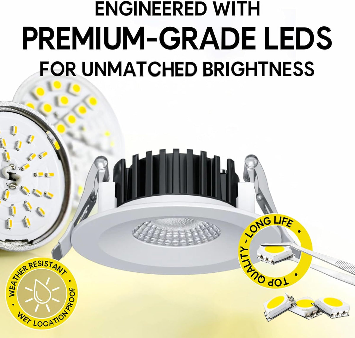P-7544 3 inch Round White Ultra-Shallow Trim, 8W, 800 Lumens, 5CCT Recessed Light
