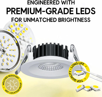 P-7544 3 inch Round White Ultra-Shallow Trim, 8W, 800 Lumens, 5CCT Recessed Light
