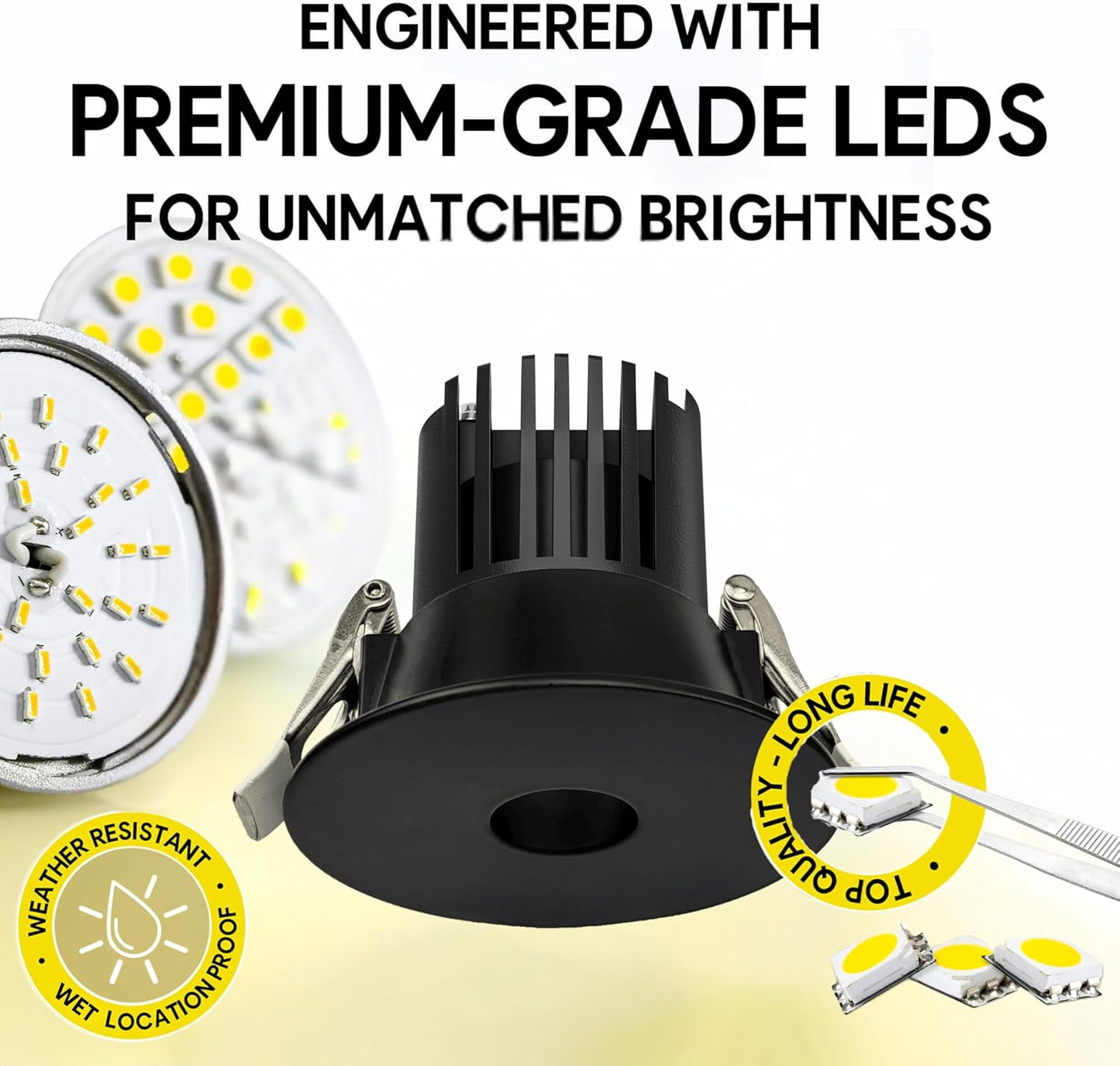 P-6949 3 inch Round Black Pinhole Trim Downlight Luminaire 9W=75W, 850 Lumens, 5CCT
