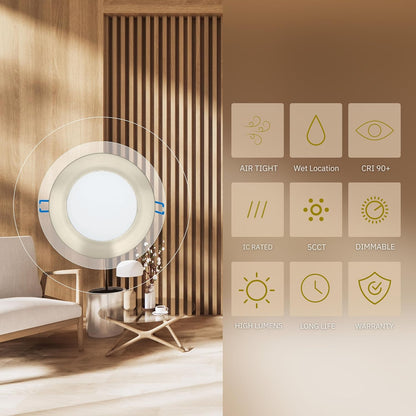 P-5882 5 Inch Round Brushed Nickel 14W 1050 Lumens 5CCT Slim Ultra-Thin Light