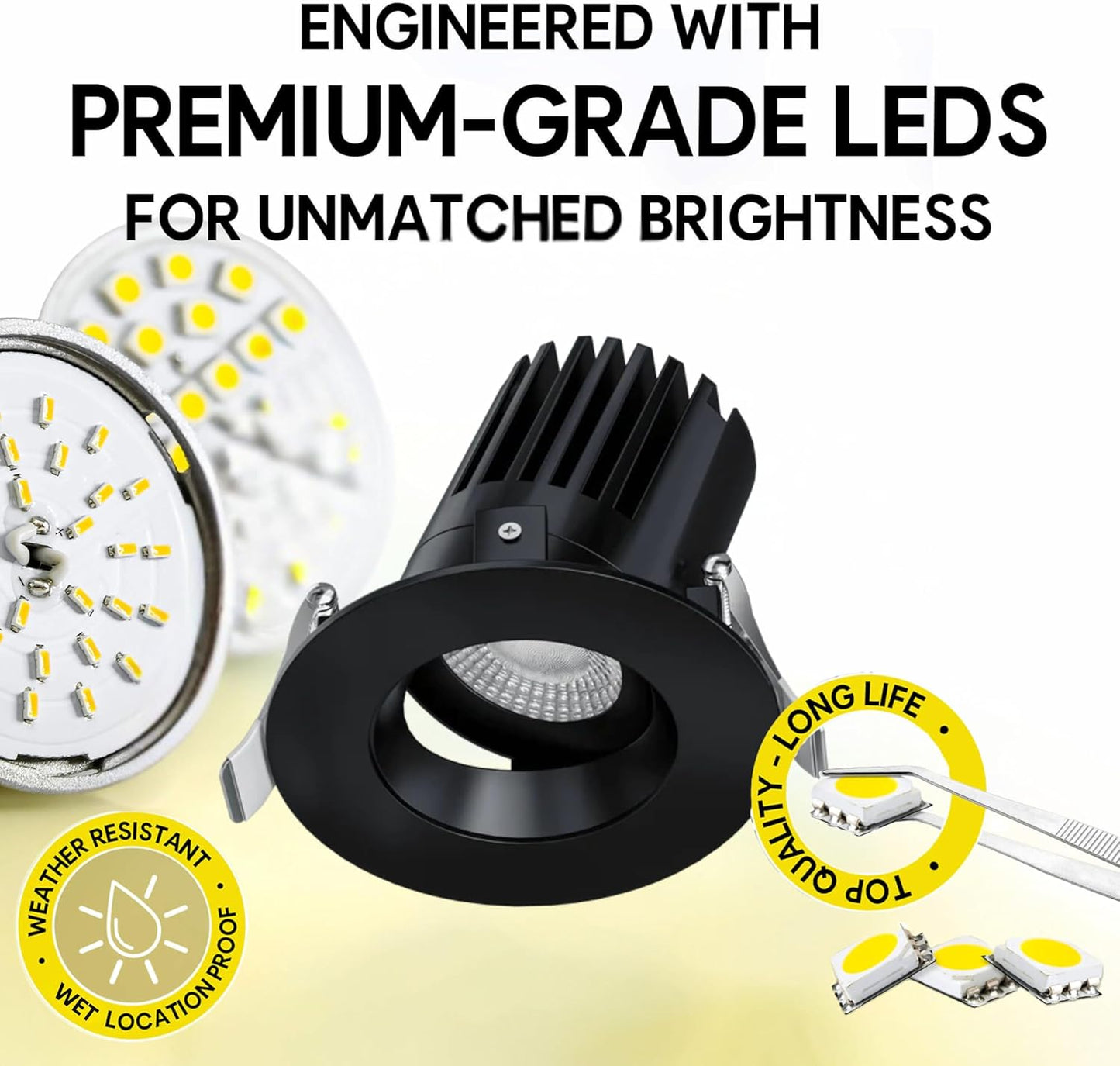 P-7513 3 inch Regress Gimbal Round Black, 9W, 850 Lumens, 5CCT Recessed Light