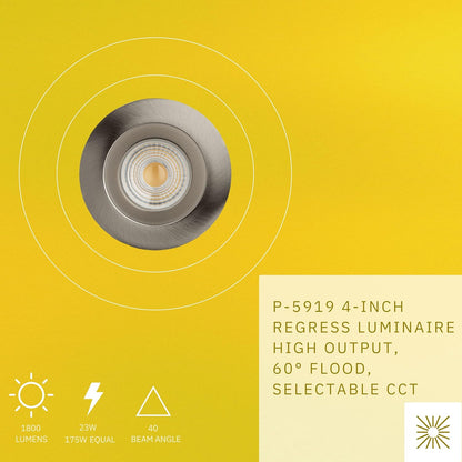 P-5919 4 Inch Round Brushed Nickel 23W 1800 Lumens 5CCT Recessed Light