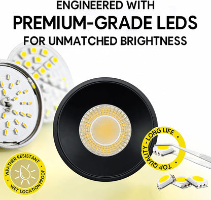 P-7101 4 Inch Millwork Trimless Round Black 32-20W, 3000-2000 Lumens 5CCT Recessed Light