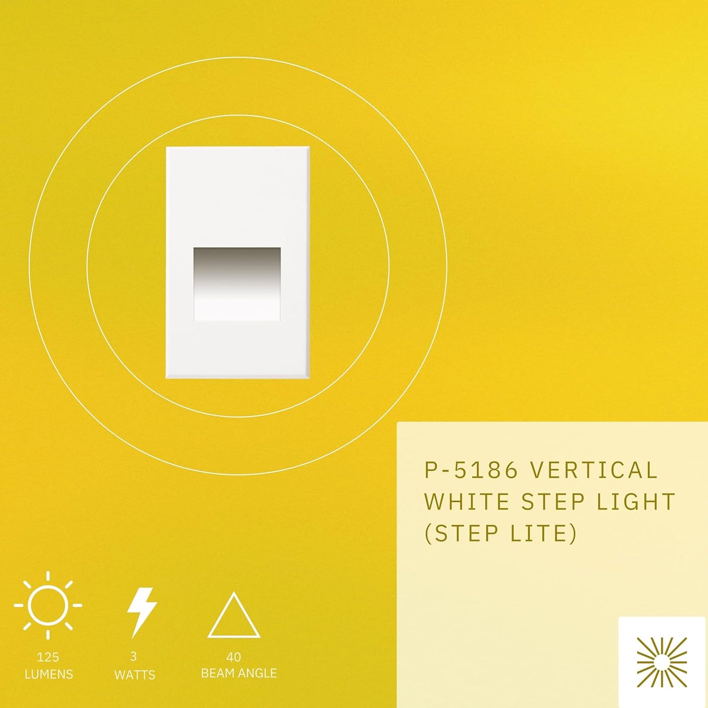 P-5186 White 3W 125 Lumens Warm White 3000k Vertical Step Lights