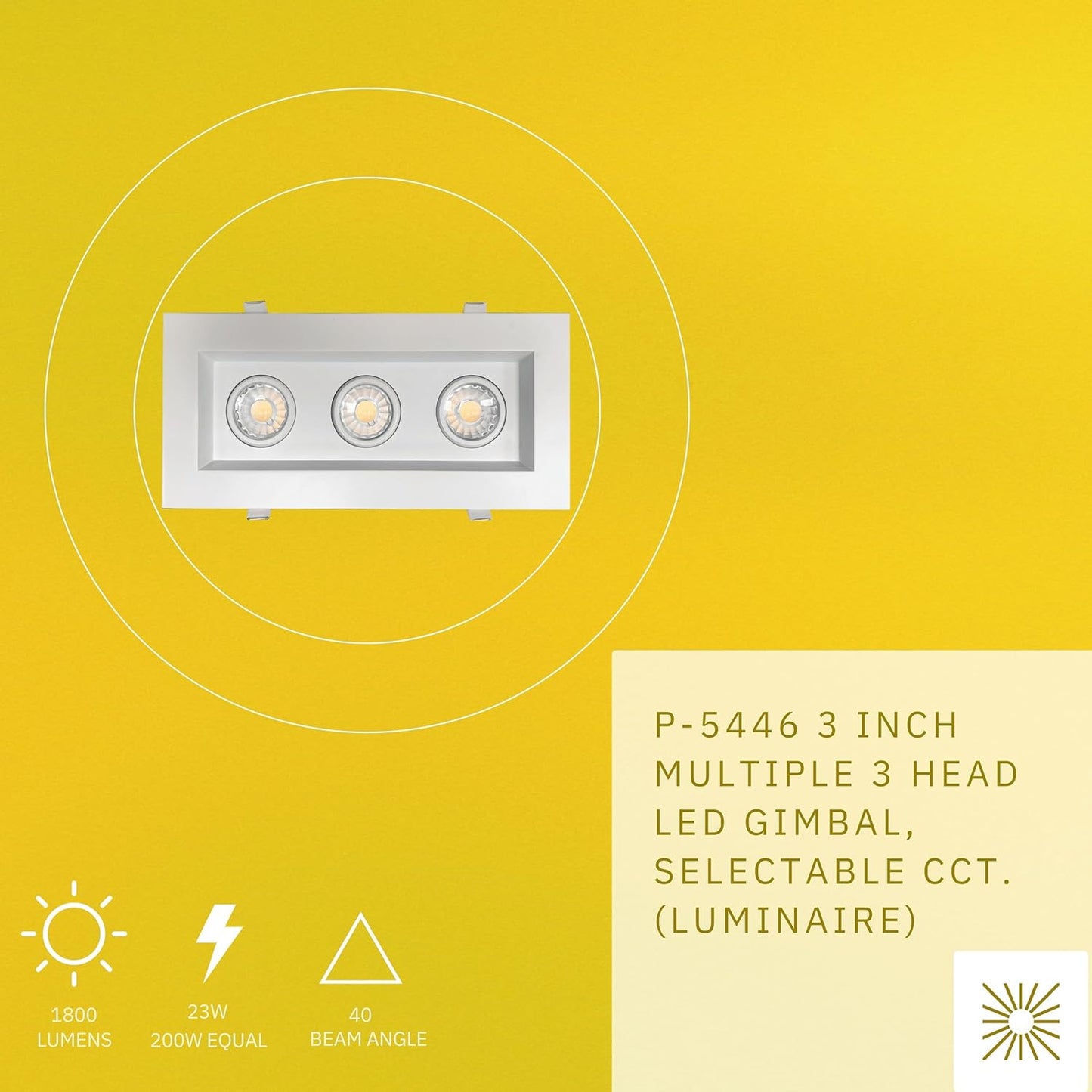 P-5446 3 Inch 3 Head White 23W 1800 Lumens 5CCT Gimbal Light