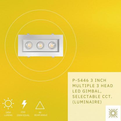 P-5446 3 Inch 3 Head White 23W 1800 Lumens 5CCT Gimbal Light