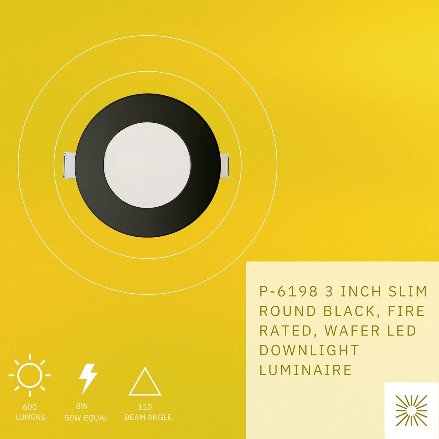P-6198 3 Inch Round Black 8W 600 Lumens 5CCT Slim Light