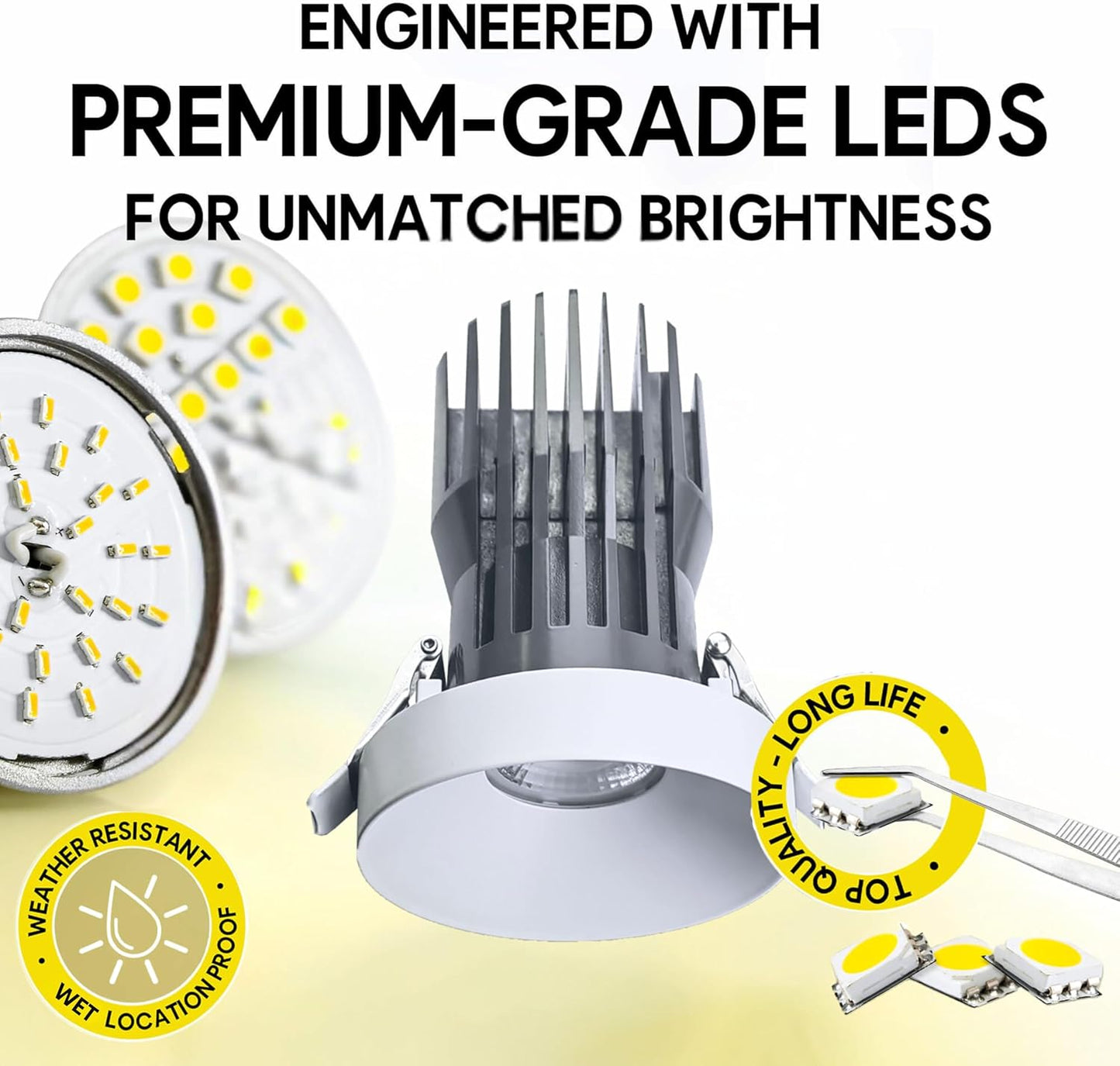 P-6954 3 inch Round White 3/4 Inch Drop Trim HO Downlight Luminaire 15W=175W, 1400 Lumens, 5CCT