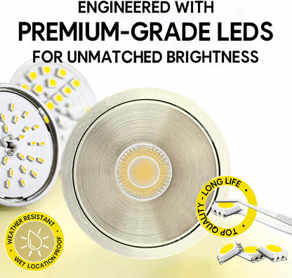 P-6996 1.5 Inch Millwork Trimless Round Brushed Nickel HO 15W, 1100 Lumens 5CCT Recessed Light, Non-IC