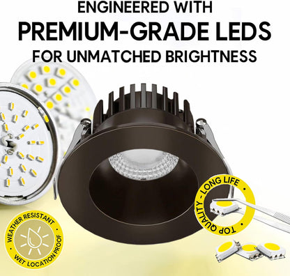 P-7527 3 inch Round Bronze, 8W, 800 Lumens, 5CCT Recessed Light