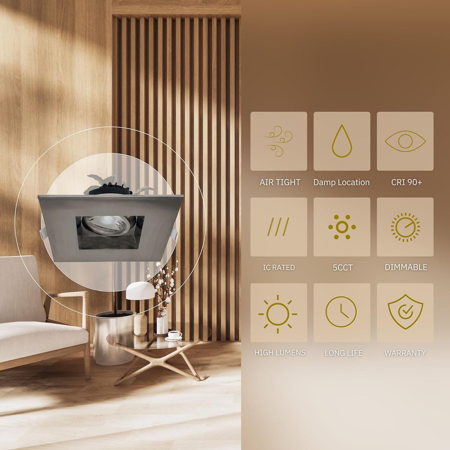 P-5116 3 Inch square Brushed Nickel 8W, 650 lumens Gimabl Light