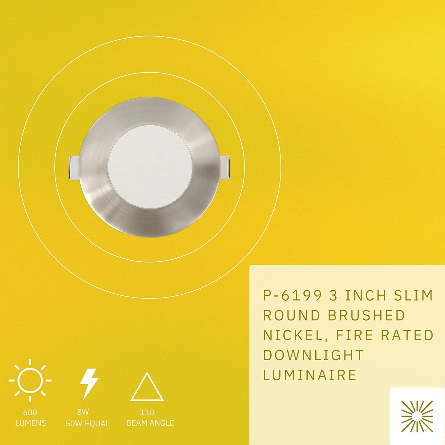 P-6199 3 Inch Round Brushed Nickel 8W 600 Lumens 5CCT Slim Light