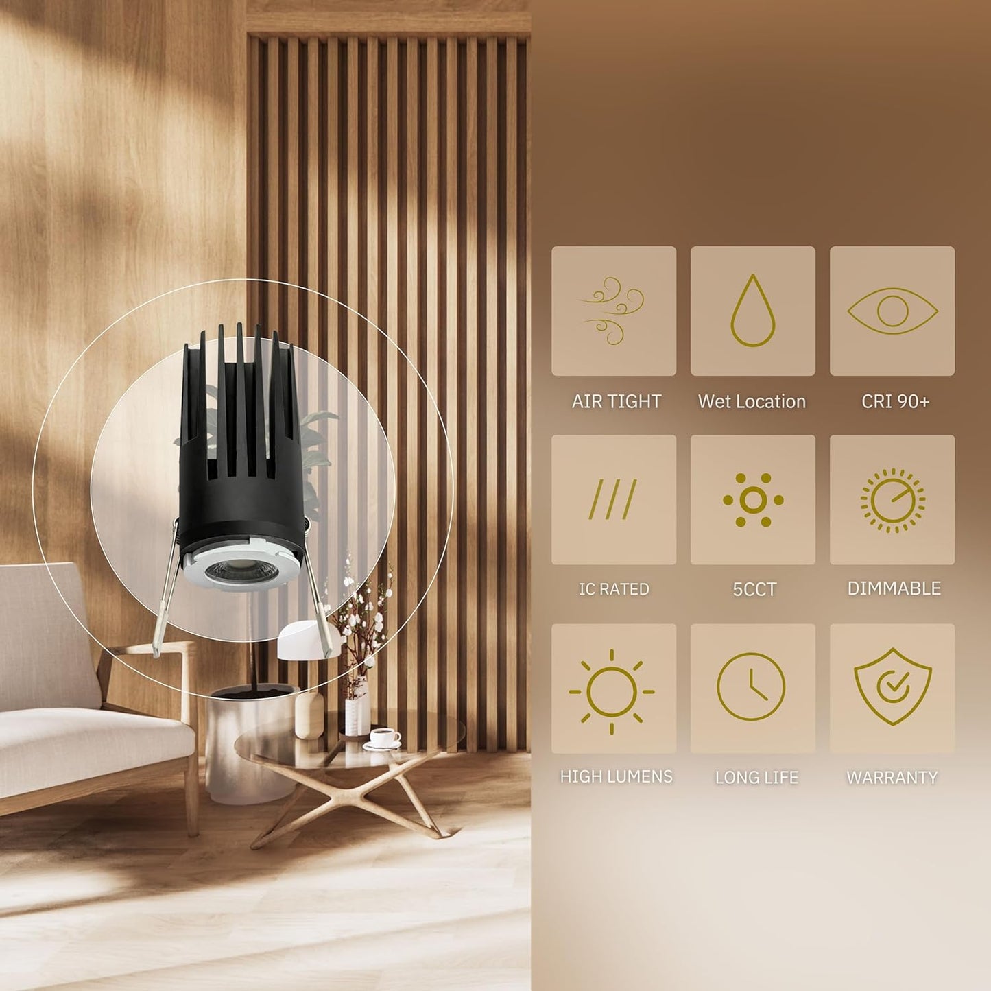 P-5036 2 Inch Square Brushed Nickel 14/20W 1200/1700 Lumens 5CCT Recessed Light